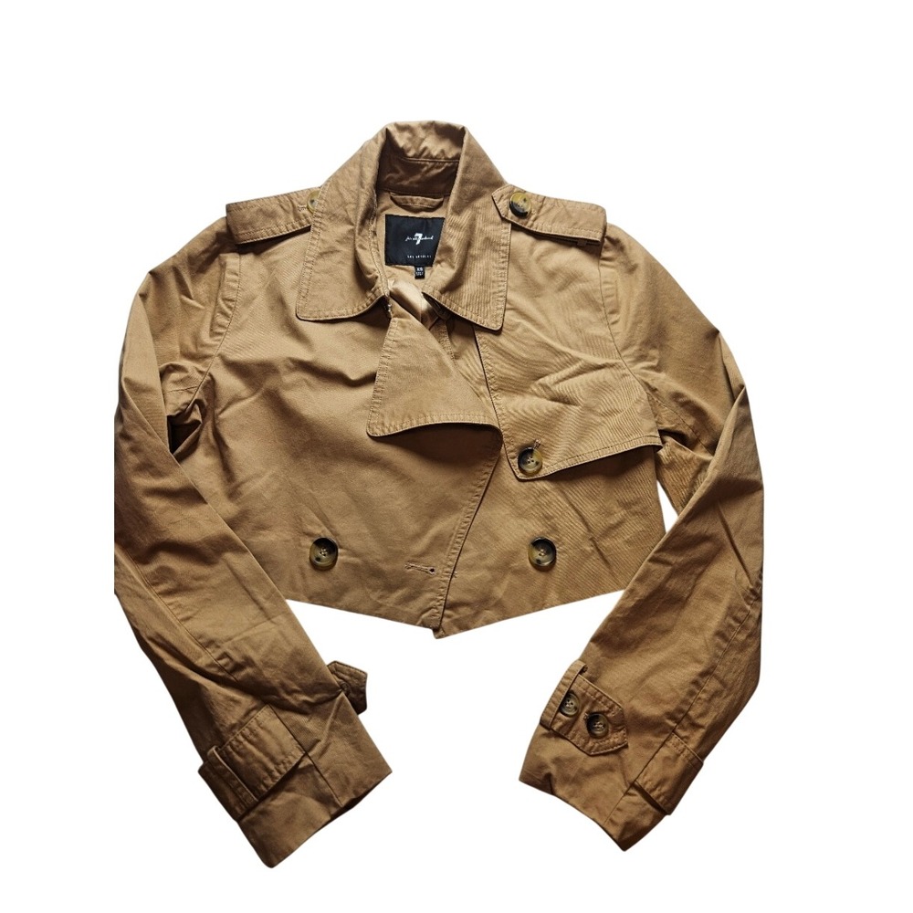 7 For All Mankind Cropped Tan Trench Coat
